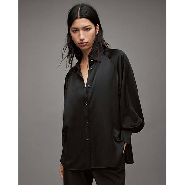 Allsaints Australia Womens Oana Silk Blend Shirt Black AU61-587